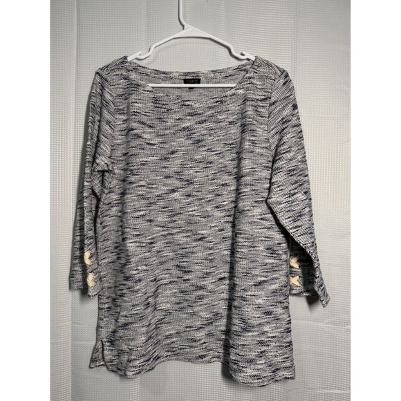 Talbots Sweaters - Talbots Women's Sweater Top Boat Neck Long Sleeve Textured Knit‎ Blue White L